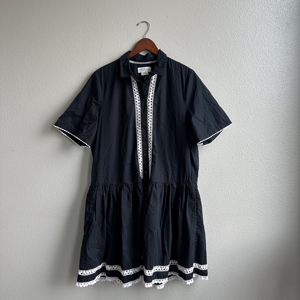 Kate Spade Black and White Mini Dress with Mandarin Collar